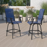 Flash Furniture Black Steel/Navy Fabric set of 2 2-ET-SWVLPTO-30-NV-GG Patio Swivel Bar Stool - Chicken Pieces