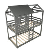 Gray Twin Over Twin Bunk Bed with Roof
