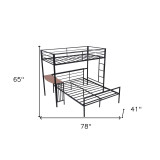 homeroots bed & bath Black Twin Over Full Size Metal Bunk Bed with Desk  homeroots bed & bath Black Twin Over Full Size Metal Bunk Bed with Desk