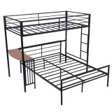 homeroots bed & bath Black Twin Over Full Size Metal Bunk Bed with Desk  homeroots bed & bath Black Twin Over Full Size Metal Bunk Bed with Desk