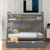 homeroots bed & bath Gray Twin Over Full Size Bunk Bed with Trundle  homeroots bed & bath Gray Twin Over Full Size Bunk Bed with Trundle