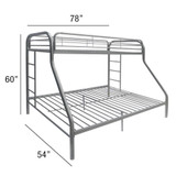 homeroots bed & bath Silver Twin Over Full Size Bunk Bed 
