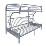 homeroots bed & bath Silver Twin XL Over Queen Futon Bunk Bed 