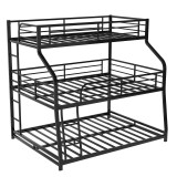 homeroots bed & bath Black Twin XL over Full XL over Queen Size Bunk Bed 
