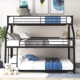 homeroots bed & bath Black Twin XL over Full XL over Queen Size Bunk Bed 