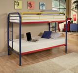 homeroots beddings 78" X 41" X 60" Twin Over Twin Rainbow Metal Tube Bunk Bed 