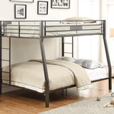 homeroots bed & bath Black Metal Finish Twin Over Full Bunk With Side Ladders 