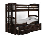 homeroots beddings 80" X 41" X 71" Espresso Twin Over Twin Bunk Bed And Trundle With 3 Drawers 