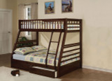 homeroots beddings 79" X 56" X 65" Epresso Pine Wood Twin Over Full Bunk Bed 