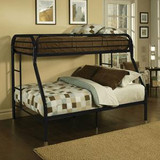 homeroots bed & bath Black Twin Over Full Contemporary Metal Bunk Bed 