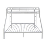 homeroots bed & bath White Twin Over Full Contemporary Metal Bunk Bed 