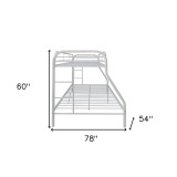 homeroots bed & bath White Twin Over Full Contemporary Metal Bunk Bed 