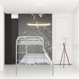 homeroots bed & bath White Twin Over Full Contemporary Metal Bunk Bed 