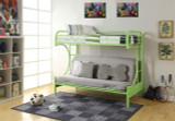 homeroots beddings 78" X 41" X 65" Twin Over Full Green Metal Tube Futon Bunk Bed 