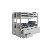 homeroots beddings 80" X 42" X 70" White Twin Bunk Bed  Trundle With 3 Drawers  homeroots beddings 80" X 42" X 70" White Twin Bunk Bed  Trundle With 3 Drawers