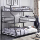 homeroots beddings 62" X 83" X 74" Gunmetal Metal Triple Bunk Bed  Twinfullqueen 