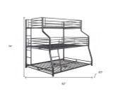 homeroots beddings 62" X 83" X 74" Gunmetal Metal Triple Bunk Bed  Twinfullqueen 