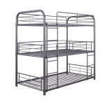 homeroots bed & bath 42" X 79" X 74" Gunmetal Metal Triple Bunk Bed - Twin 