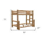 homeroots bed & bath Rustic And Natural Cedar Double And Single Ladder Left Log Bunk Bed 