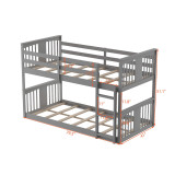 homeroots bed & bath Gray Classic Twin Over Twin Bunk Bed with Ladder 