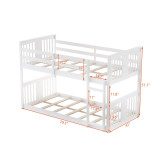 homeroots bed & bath White Classic Twin Over Twin Bunk Bed with Ladder 