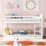 homeroots bed & bath White Classic Twin Over Twin Bunk Bed with Ladder 