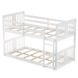 homeroots bed & bath White Classic Twin Over Twin Bunk Bed with Ladder 