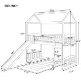 homeroots bed & bath White Playhouse Frame Full Over Full Perpendicular Bunk Bed with Slide 