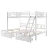 homeroots bed & bath White Full Over Double Twin Triple Bunk Beds with Drawers 