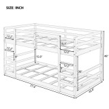 homeroots bed & bath Pastel White Twin Over Twin Dual Ladder Bunk Bed 