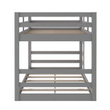homeroots bed & bath Pastel Gray Twin Over Twin Dual Ladder Bunk Bed 