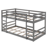 homeroots bed & bath Pastel Gray Twin Over Twin Dual Ladder Bunk Bed 