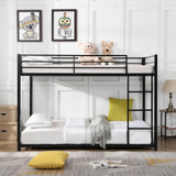 homeroots bed & bath Black Twin Over Twin Metal Low Bunk Bed 