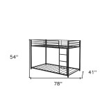 homeroots bed & bath Black Twin Over Twin Metal Low Bunk Bed 