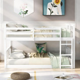 homeroots bed & bath White Classic Full Over Full Bunk Bed with Ladder 