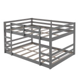 homeroots bed & bath Pastel Gray Full Over Full Dual Ladder Bunk Bed 