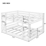 homeroots bed & bath Pastel Gray Full Over Full Dual Ladder Bunk Bed 