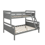 homeroots bed & bath Gray Twin Over Full Size Bunk Bed 