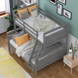 homeroots bed & bath Gray Twin Over Full Size Bunk Bed 