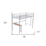 homeroots bed & bath Silver Twin Over Full Size Metal Bunk Bed with Desk  homeroots bed & bath Silver Twin Over Full Size Metal Bunk Bed with Desk