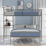 homeroots bed & bath Silver Twin Over Full Size Metal Bunk Bed with Desk  homeroots bed & bath Silver Twin Over Full Size Metal Bunk Bed with Desk