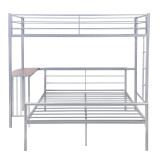 homeroots bed & bath Silver Twin Over Full Size Metal Bunk Bed with Desk  homeroots bed & bath Silver Twin Over Full Size Metal Bunk Bed with Desk