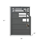 homeroots bed & bath Gray Twin Over Twin Bunk Bed with Trundle  homeroots bed & bath Gray Twin Over Twin Bunk Bed with Trundle