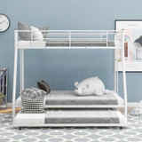 homeroots bed & bath White Twin Over Full Size Bunk Bed with Trundle 
