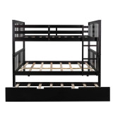 homeroots bed & bath Brown Double Full Size Over Twin Trundle Bunk Bed 