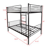 homeroots bed & bath Black Heavy Duty Twin Over Twin Metal Bunk Bed with Ladder 