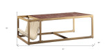 homeroots living room 51" Brass And Retro Brown Leather Rectangular Coffee Table  homeroots living room 51" Brass And Retro Brown Leather Rectangular Coffee Table