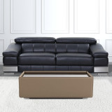 homeroots living room 44" Beige And Black Faux Leather and Glass Rectangular Coffee Table  homeroots living room 44" Beige And Black Faux Leather and Glass Rectangular Coffee Table