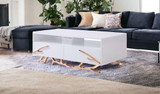 homeroots living room 51" Rosegold And White Rectangular Coffee Table With Two Drawers And Two Shelves  homeroots living room 51" Rosegold And White Rectangular Coffee Table With Two Drawers And Two Shelves