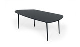 homeroots living room 47" Black And Black Marble Stone Free Form Coffee Table 